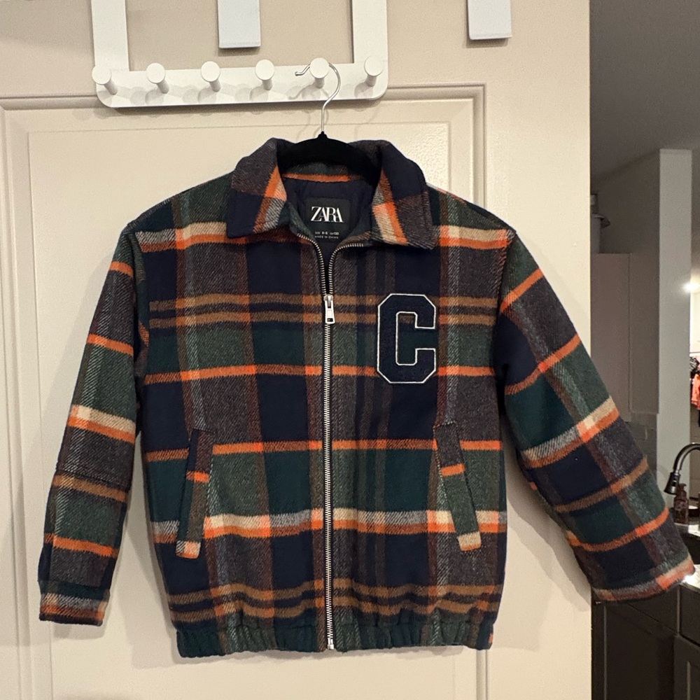 Zara Kids Multicolor Plaid Jean Jacket